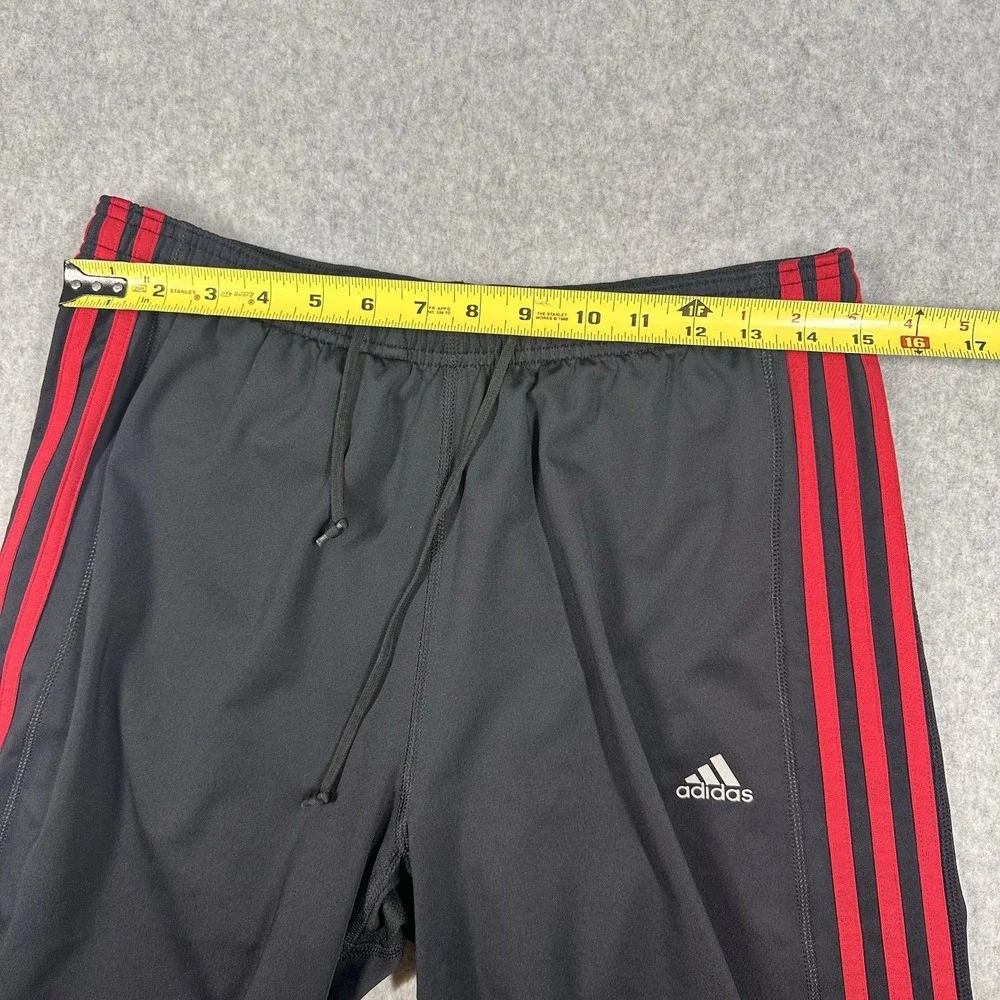Vintage Y2K Adidas Track Pants Black Red 3 Stripe Drawstring Size XL Zip Cuff